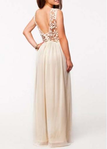 Rosewe Charming Lace Splicing Open Back High Waist Dress