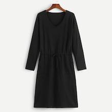Shein Drawstring Waist Soft Knit Sweater Dress