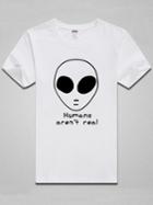 Shein White Alien Print T-shirt