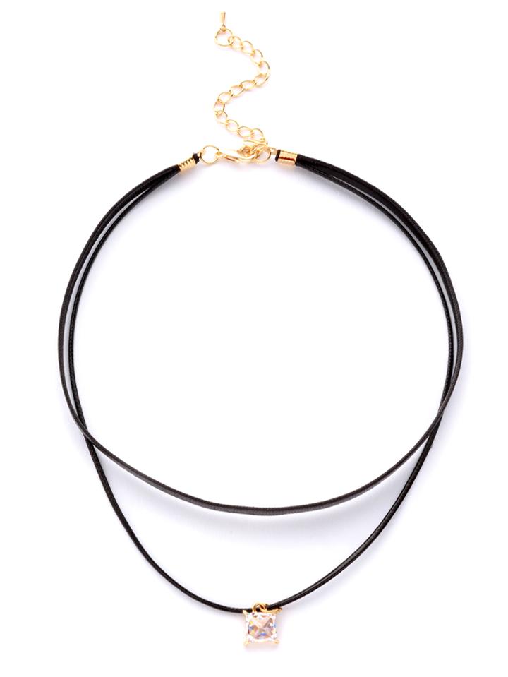 Shein Black Layered Rhinestone Choker Necklace