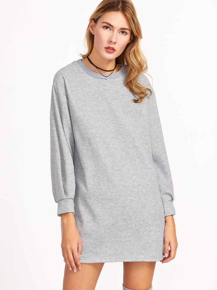 Shein Grey Drop Shoulder Sweatshirt Dress