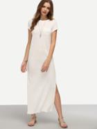 Shein White Short Sleeve Pocket Split Dress