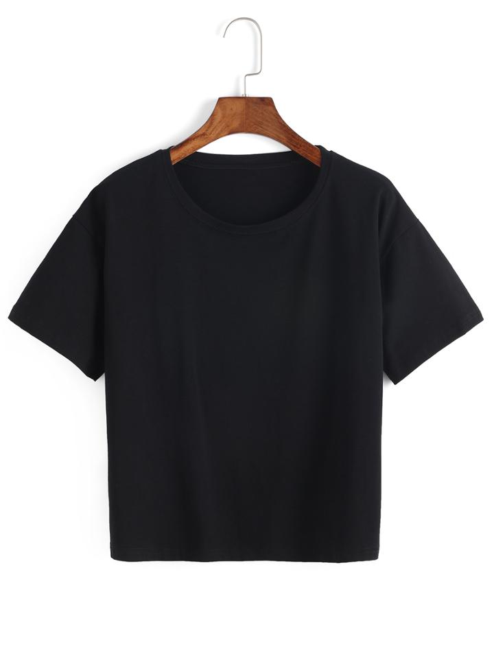 Shein Crew Neck Black T-shirt