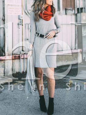 Shein Grey Dip Hem Sheath Dress
