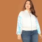Shein Plus Sequin Detail Zip Up Bomber Jacket
