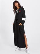 Shein Rose Patch Striped Sleeve Slit Hoodie Dress