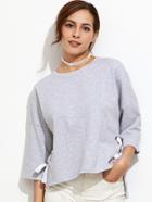 Shein Heather Grey Lace Up Side High Low T-shirt