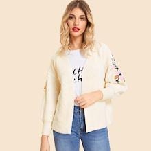 Shein Floral Embroidered Drop Shoulder Cardigan