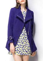 Rosewe Trendy Long Sleeve Zipper Closure Blue Coat For Woman