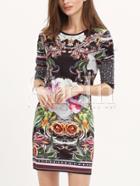 Shein Challis Long Sleeve Petals Flowery Floral Dress