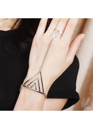 Rosewe Silver Metal Chain Geometric Design Bracelet