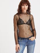 Shein Black Fishnet Sheer Mesh Blouse