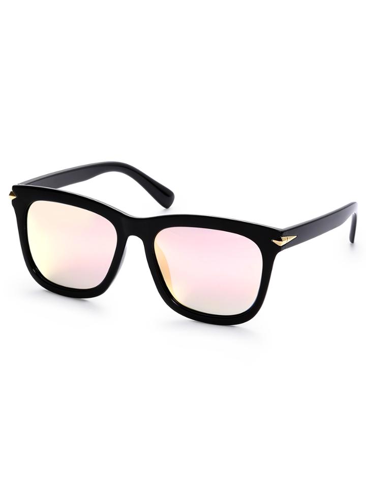 Shein Black Metal Trim Square Sunglasses