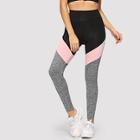 Shein Wide Waistband Marled Knit Colorblock Leggings