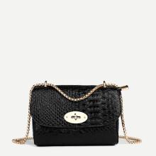 Shein Croc Embossed Chain Shoulder Bag