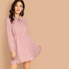 Shein Frilled Neck Knotted Flare Dress