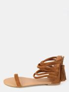 Shein Open Toe Tassel Sandals Camel