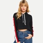 Shein Contrast Taped Side Drawstring Hoodie
