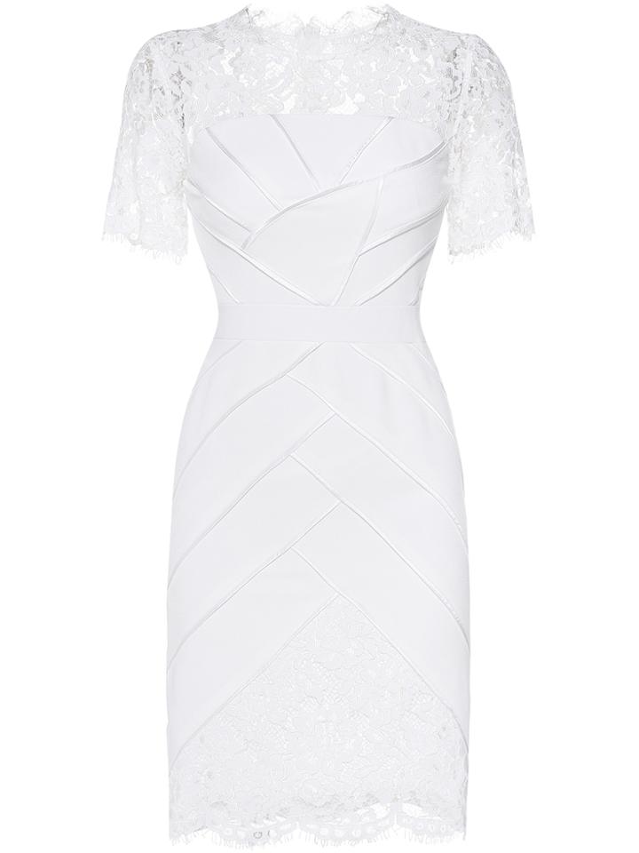 Shein White Contrast Lace Sheath Dress