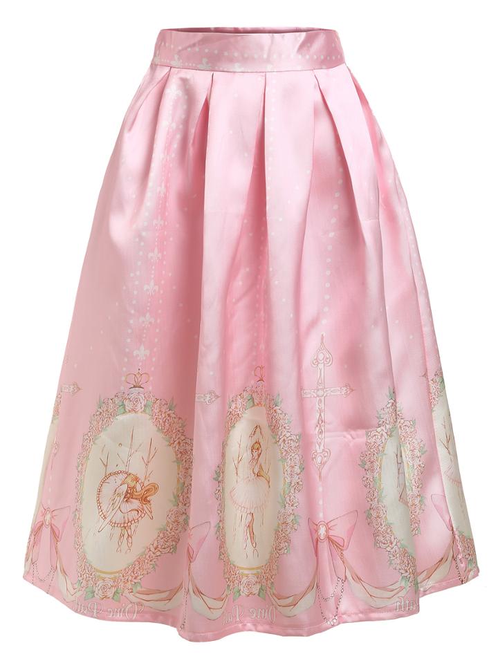 Shein Printed Box Pleated Midi Skirt