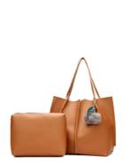 Shein Pom Pom Charm Tote Bag With Clutch