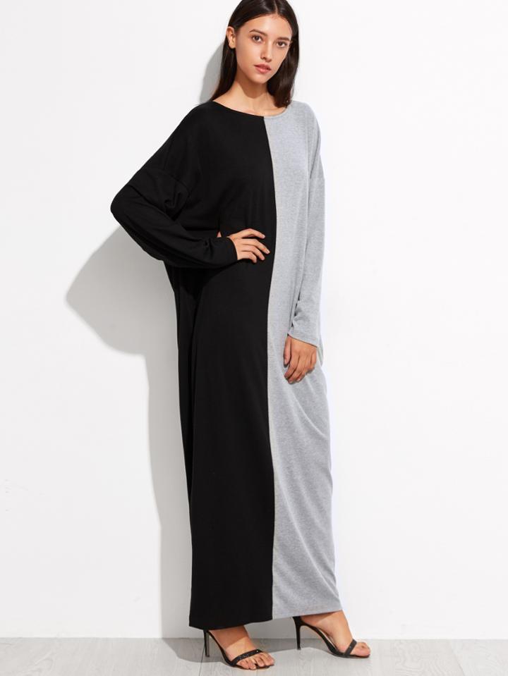Shein Drop Shoulder Color Block Cocoon Dress