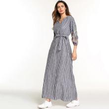 Shein Botanical Embroidered Stripe Longline Dress