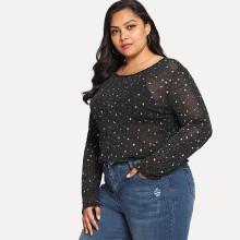 Shein Plus Glitter Star Print T-shirt