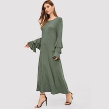 Shein Layered Sleeve Solid Longline Dress