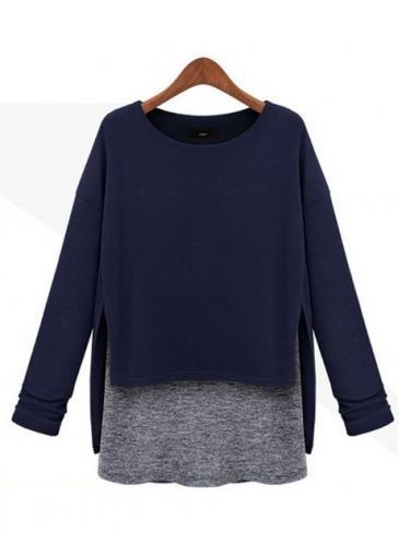 Rosewe Stunning Patchwork Design Round Neck Loose T Shirts