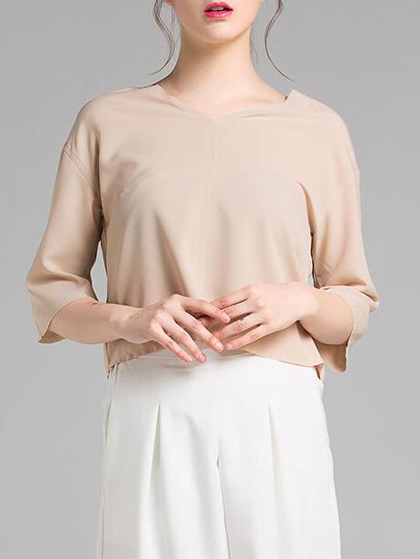 Shein Drop Shoulder 3/4 Sleeve Chiffon Blouse