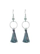 Shein S-green Round Circle Shape With Colorful Long Tassel Drop Earrings