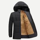 Shein Men Velvet Lined Hooded Coat
