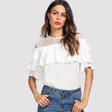 Shein Lace Shoulder Layered Ruffle Top