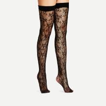 Shein Flower Pattern Over The Knee Socks