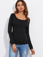 Shein Scalloped Fitting Tee