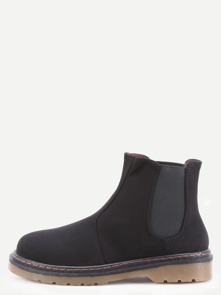 Shein Black Faux Suede Elastic Rubber Soled Short Boots
