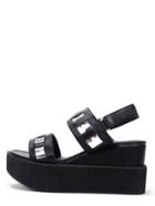 Shein Black Open Toe Velcro Wedge Gladiator Sandals