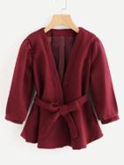 Shein Self Tie Ruffle Hem Coat