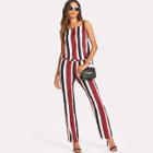 Shein Striped Cami Top And Zip Up Pants Set