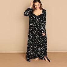 Shein Plus Dot Mesh Cami Dress With Robe