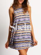 Shein Multicolor Sleeveless Striped Casual Dress