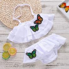 Shein Girls Butterfly Applique Tiered Bikini Set