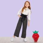 Shein Girls Vertical Striped Belted Pants