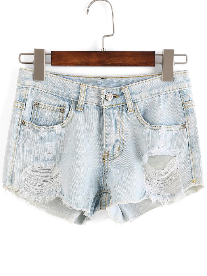 Shein Ripped Pockets Denim Shorts