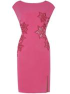 Shein Hot Pink Hollow Embroidered Split Sheath Dress