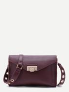 Shein Maroon Zip Trim Pu Double Sided Envelope Bag With Eyelet Strap
