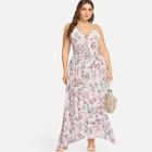 Shein Plus Calico Print Lace Applique Cami Dress