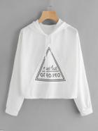 Shein Letter Print Triangle Patch Hoodie