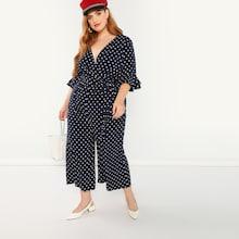 Shein Surplice Neck Flounce Sleeve Wide Leg Jumpsuit